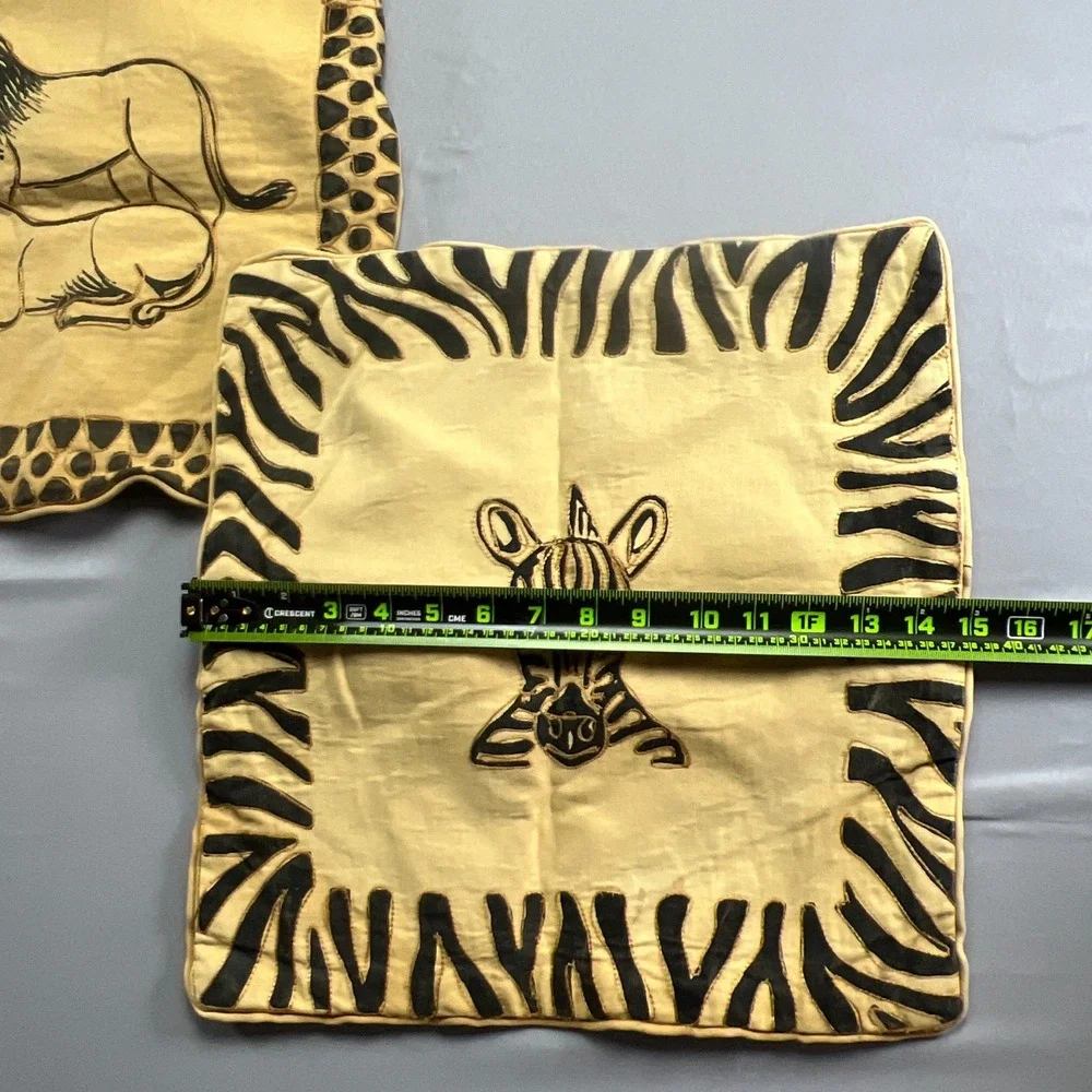 Set Of 2 Marvelous Handcrafted PillowCovers Tanzania African Safari Animal Print
